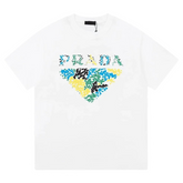 Prada Multi Color Pixel Print T-Shirt White